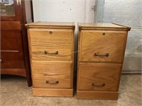 Two Wooden 2 drawer Filing Cabinets