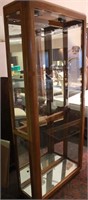 TALL LIGHTED DISPLAY CABINET WITH MIRROR BACKING