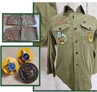 Vintage Boy Scouts Uniform, pins, etc Senior