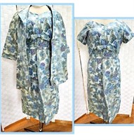 1950's / 60's Floral Dress & Coat Set Organza