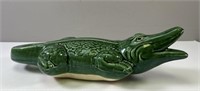 Ceramic Green Glazed Alligator Statue