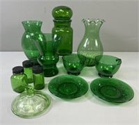 Emerald/Forest Green Cups,Vases,Cannister Depressi