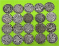 (20) silver mercury dimes