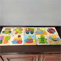 (10) Toddler Wooden Puzzles 6"x6"    (R# CONF)