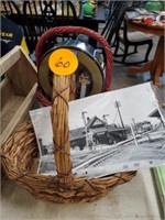 VINTAGE RAILROAD PHOTO WITH BASKET OF EXTRAS