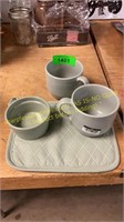 2 ct. Coffee Mugs, Small Dish, Pot Holder