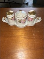SMALL SALT & PEPPER SHAKERS AND SUGAR BOWL