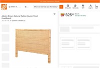 B3724  Bali  Pari Rattan Queen Headboard Brown