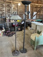 2- Floor Lamps, One has Tiffany Style Stain Glass