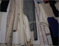 Large Lot Of Fabric on Rolls, Boards & Cut