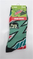 New Mountain Dew Crew Socks Adult Shoe Size 6-13