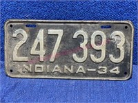 1934 Indiana license plate (original cond)