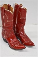 Vintage Red Patent Leather Justin Point Boots Sz5