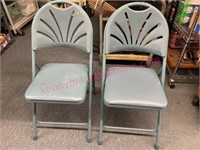 (2) Blue folding chairs (padded seats)