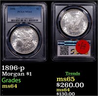 PCGS 1896-p Morgan Dollar $1 Graded ms64 By PCGS