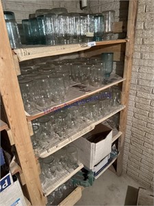 RIGHT SIDE OF SHELVES--CANNING JARS.  BRING BOXES