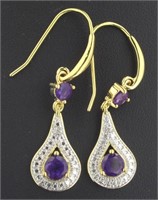 Genuine Amethyst & Diamond Accent Earrings