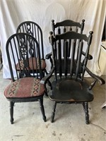 4 Dining Chairs Black Lacquer/Captain’s Chairs