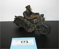 Police Patrol cast iron Motorcycle. 6 1/4" long