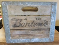 Antique Borden's Wood & Metal Box