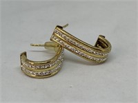 Gold Washed Sterling Silver CZ Earrings Hallmarked