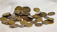 BAG ASSORTED WORLD COINS / TOKENS