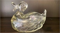 Vintage Clear Glass Duck Candy Dish