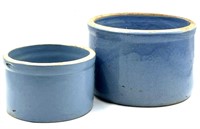 (2) Antique Blue Glazed Stoneware Crocks