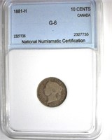 1881-H 10 Cents NNC G6 Canada