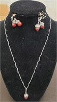 Marked 925 Acorn Necklace w/ 2 Pairs Earrings