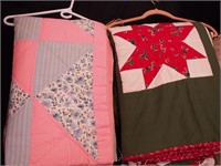 Two contemporary machine and hand-stitched quilts