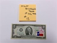 first day issue bicentennial 2 dollar bill texas