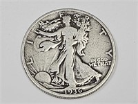 1936 Silver Walking Half Dollar Coin