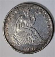 1876 SEATED HALF DOLLAR, XF/AU