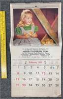 1959 Heisler's Dairy Calendar, Tamaqua, PA