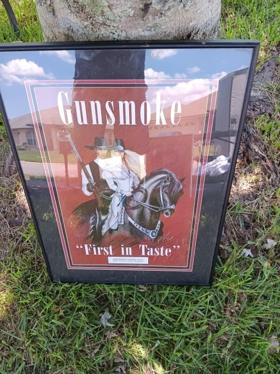 1994 Gunsmoke cigarettes poster signed And