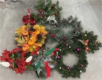 Box Of Christmas Wreaths And Faux Floral