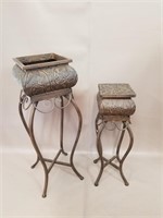 Set of Tin Outdoor Standing Planters w/