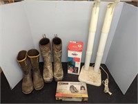 2 PAIRS OF BOOTS, BOOT DRYER, ODOR ELIMINATOR