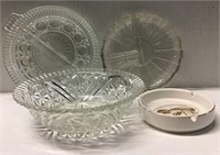 ASSORTED GLASSWARE BOWLS ASHTRAY