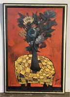 (S) Flowers in a vase Painting Signed 39 x27