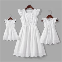 P3467  XL Family Matching White Eyelet Dresses