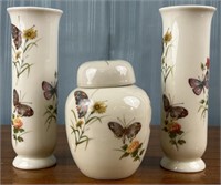 2 Butterfly Vases And Ginger Jar - Takahashi Hand