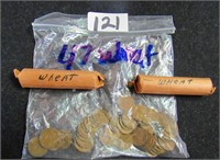 2 Rolls & Bag of 47 Wheat Pennies