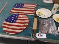 Dishes, Rolling Pin, Patriotic Serving Trays