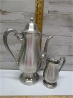 PEWTER TEAPOT & CREAMER