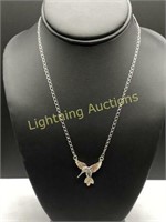 STERLING SILVER AND 12K GOLD HUMMINGBIRD NECKLACE
