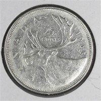 1963 Canada Silver 25 Cents