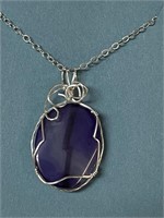 STERLING AMETHYST PENDANT AND CHAIN