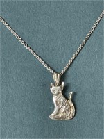 STERLING CAT PENDANT AND CHAIN